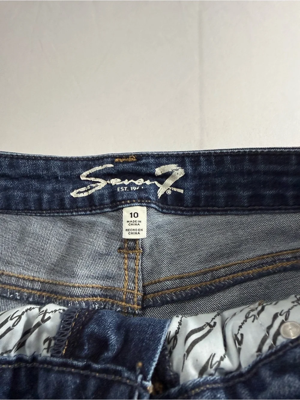 Seven7 Dark‎ Indigo Denim Shorts with Contrast Stitching